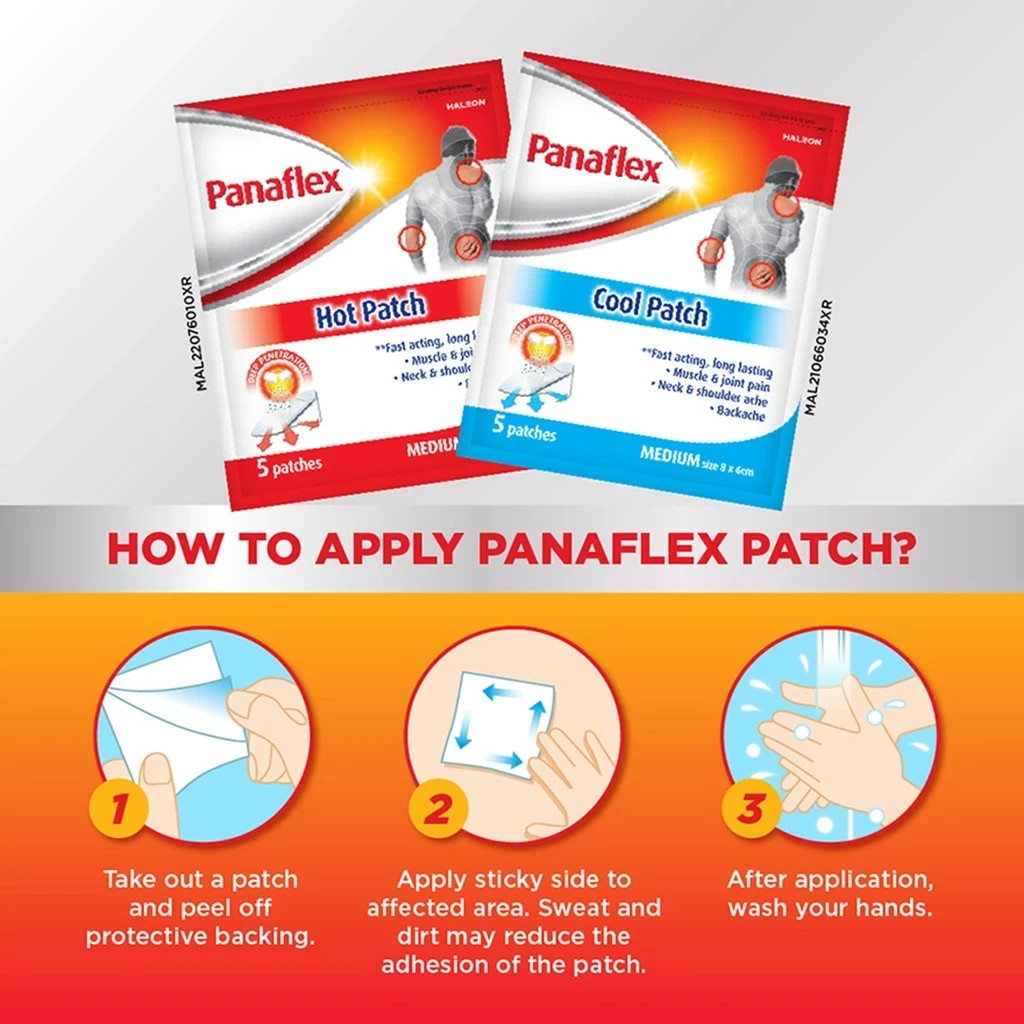 Panaflex HOT Patch 10 pieces Fast Pain Relief Back Neck Shoulder Easy Peel