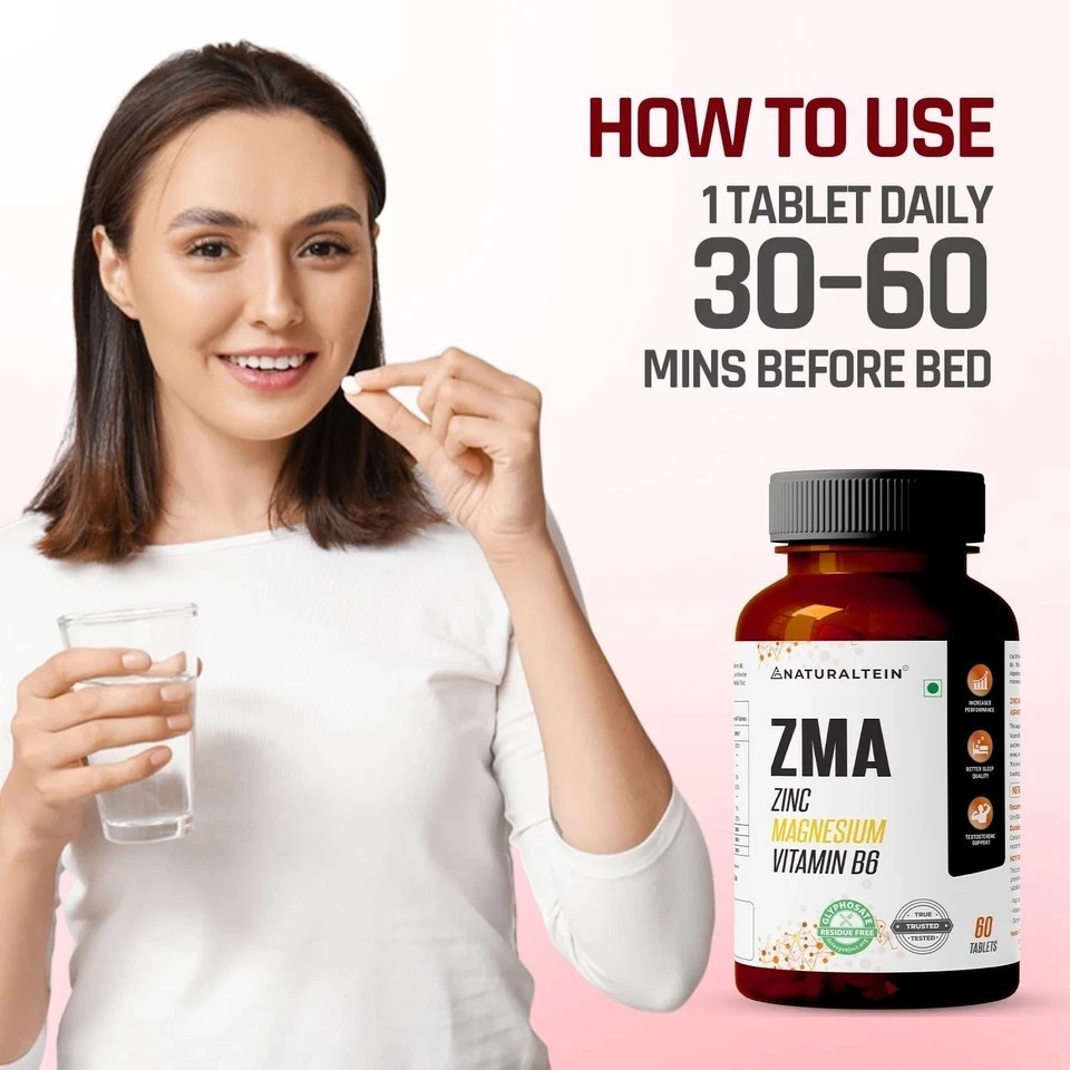 NATURALTEIN – ZMA (Zinc Magnesium Vitamin B6) (60 Tablets)