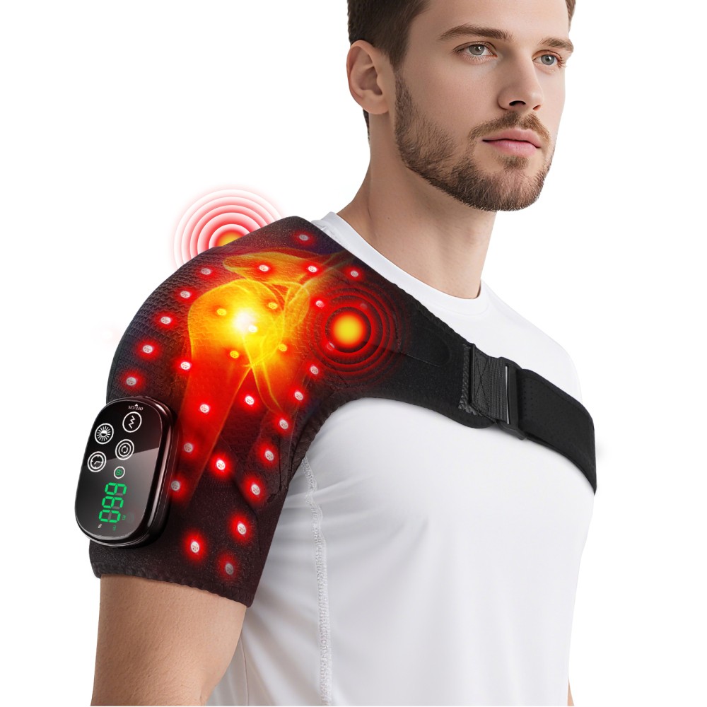 660nm & 850nm Red Light Therapy Shoulder Massager Heated Vibration Pain Relief