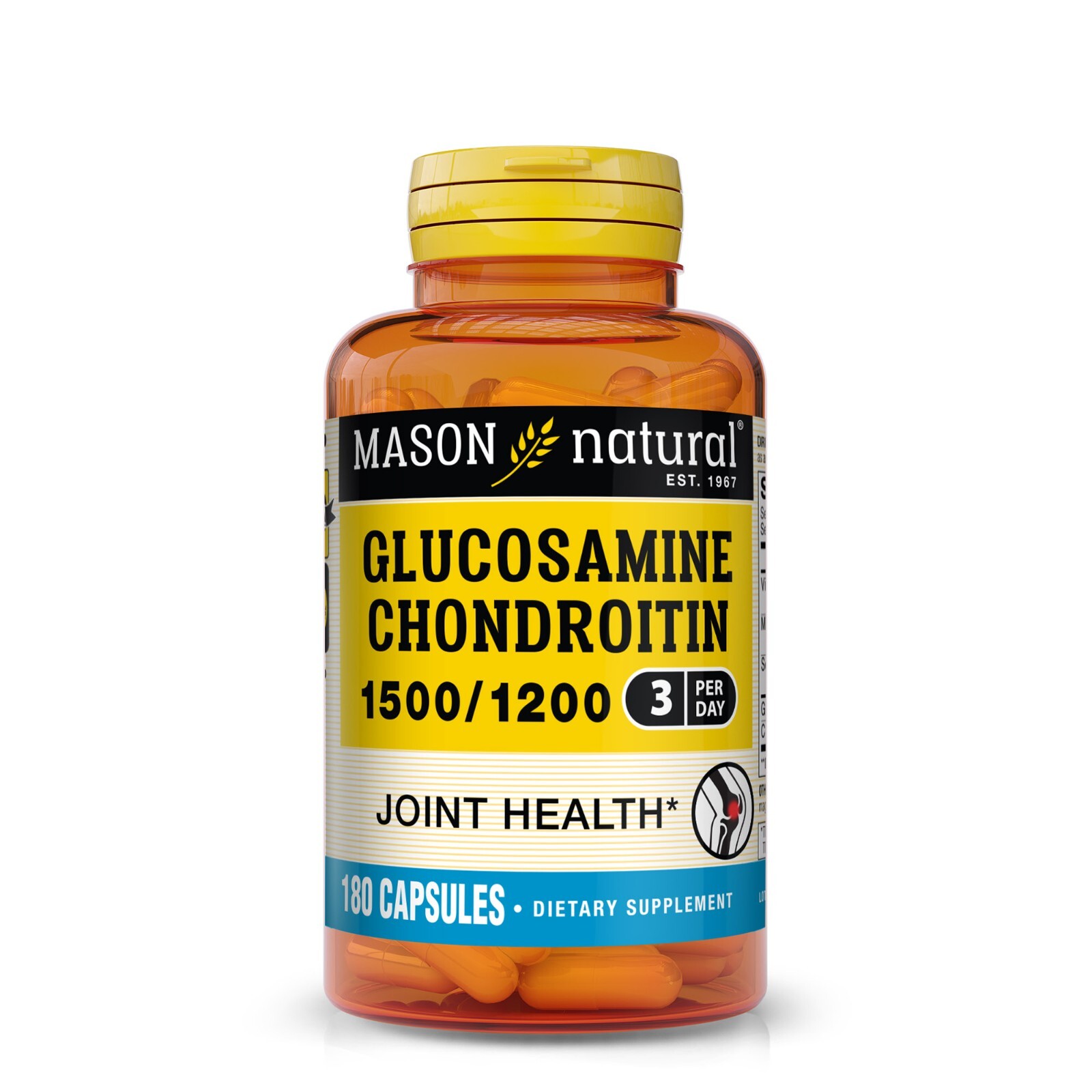 Mason Natural Double Strength Glucosamine Chondroitin 1500/1200, Joint, 180 Caps
