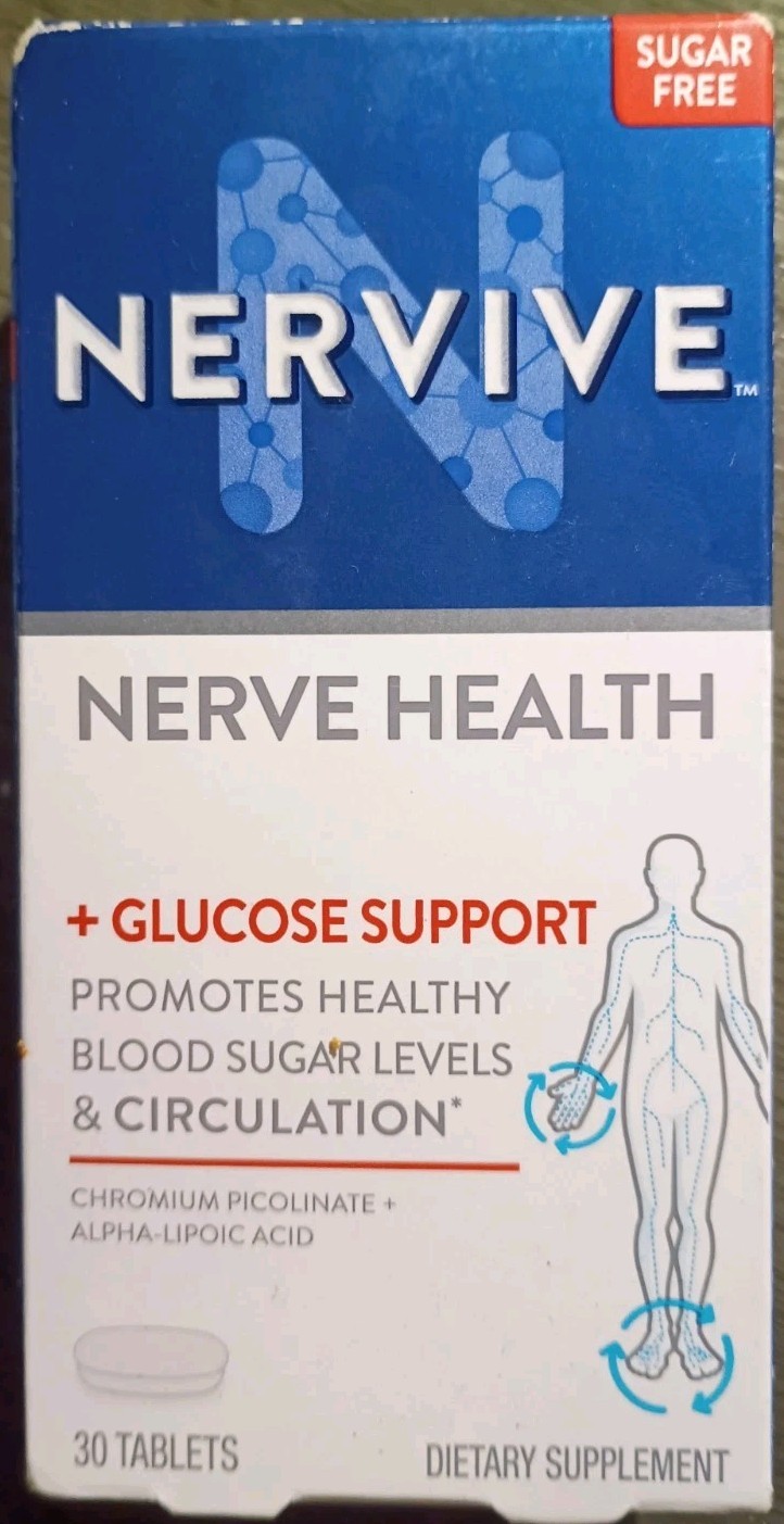 SUGAR FREE NERVIVE NERVE HEALTH + GLUCOSE SUPPORT SUPPLEMENT 30 X2 60 TABLETS!!!