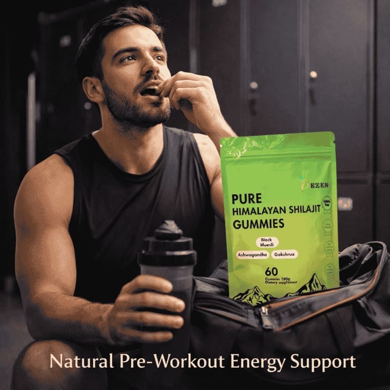 DEZEN Himalayan Shilajit Gummies 3000mg with Ashwagandha 60Pcs Vitality Boost