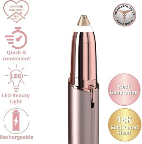 Women’s Electric Eyebrow Trimmer with Replacement Blades, Rose Gold-2b