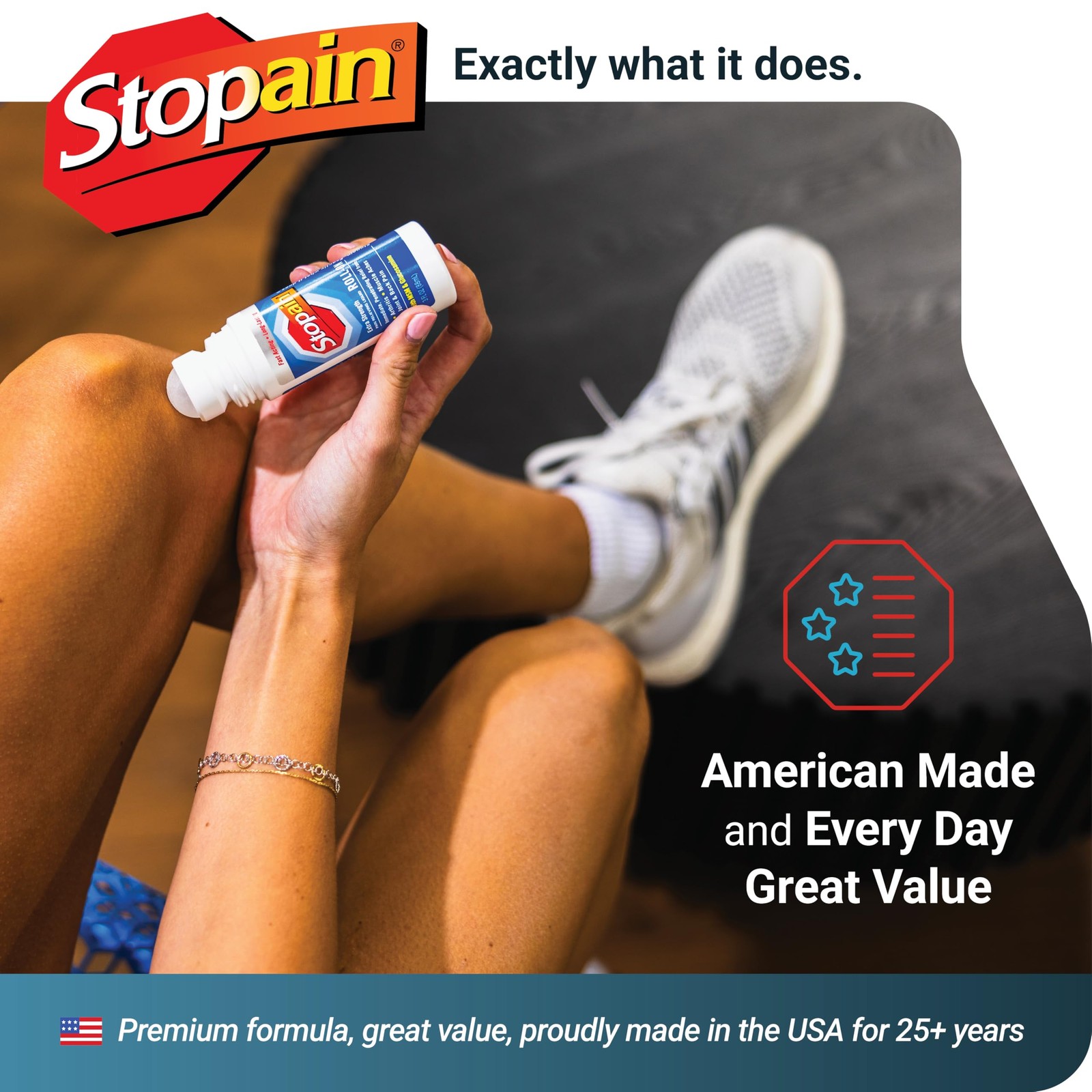 Stopain Pain Relief Roll On Gel 3oz (2 Pack) USA Made, Max Strength Fast Acting