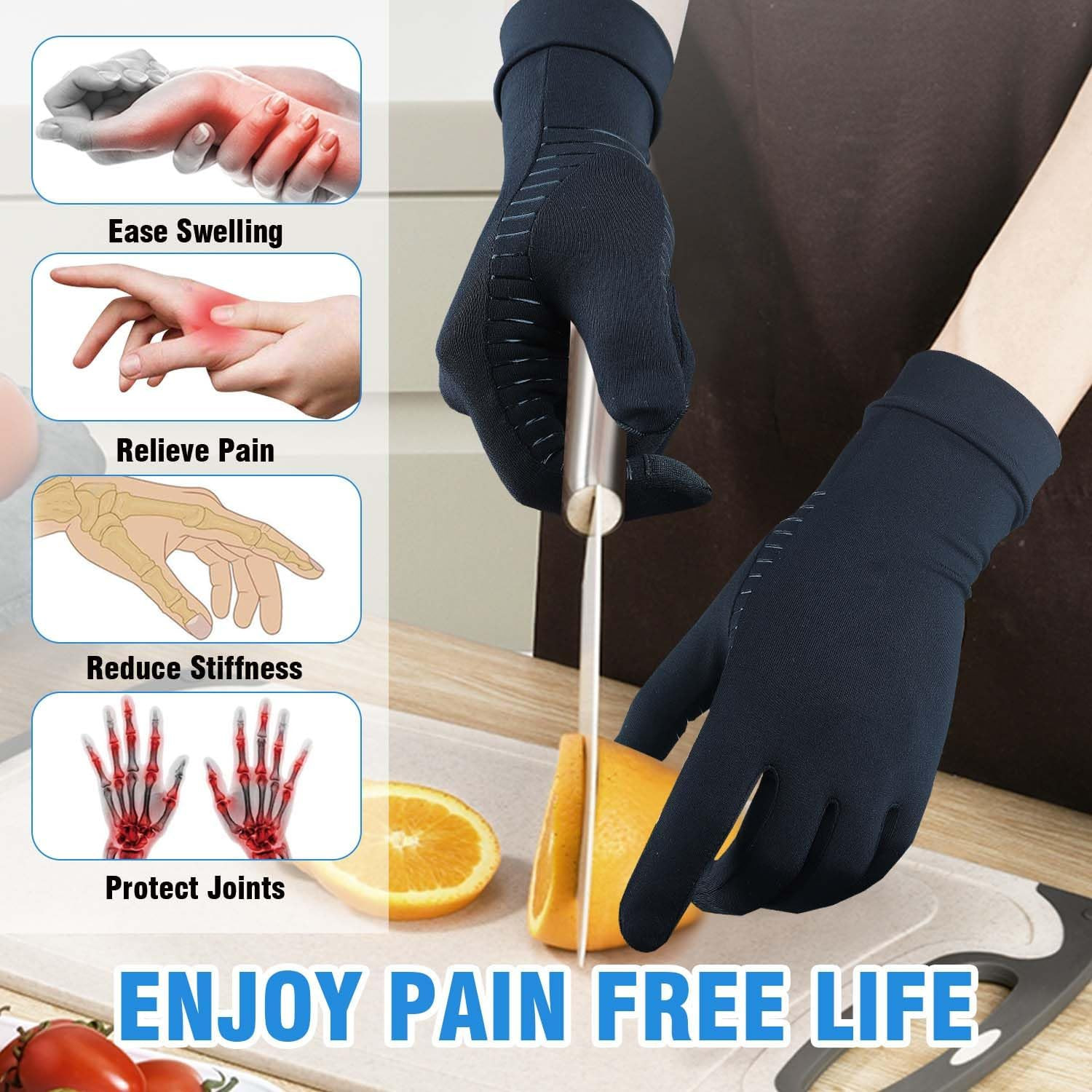NEW Copper Arthritis Hand Gloves Compression Support Joint Pain Relief Sport US