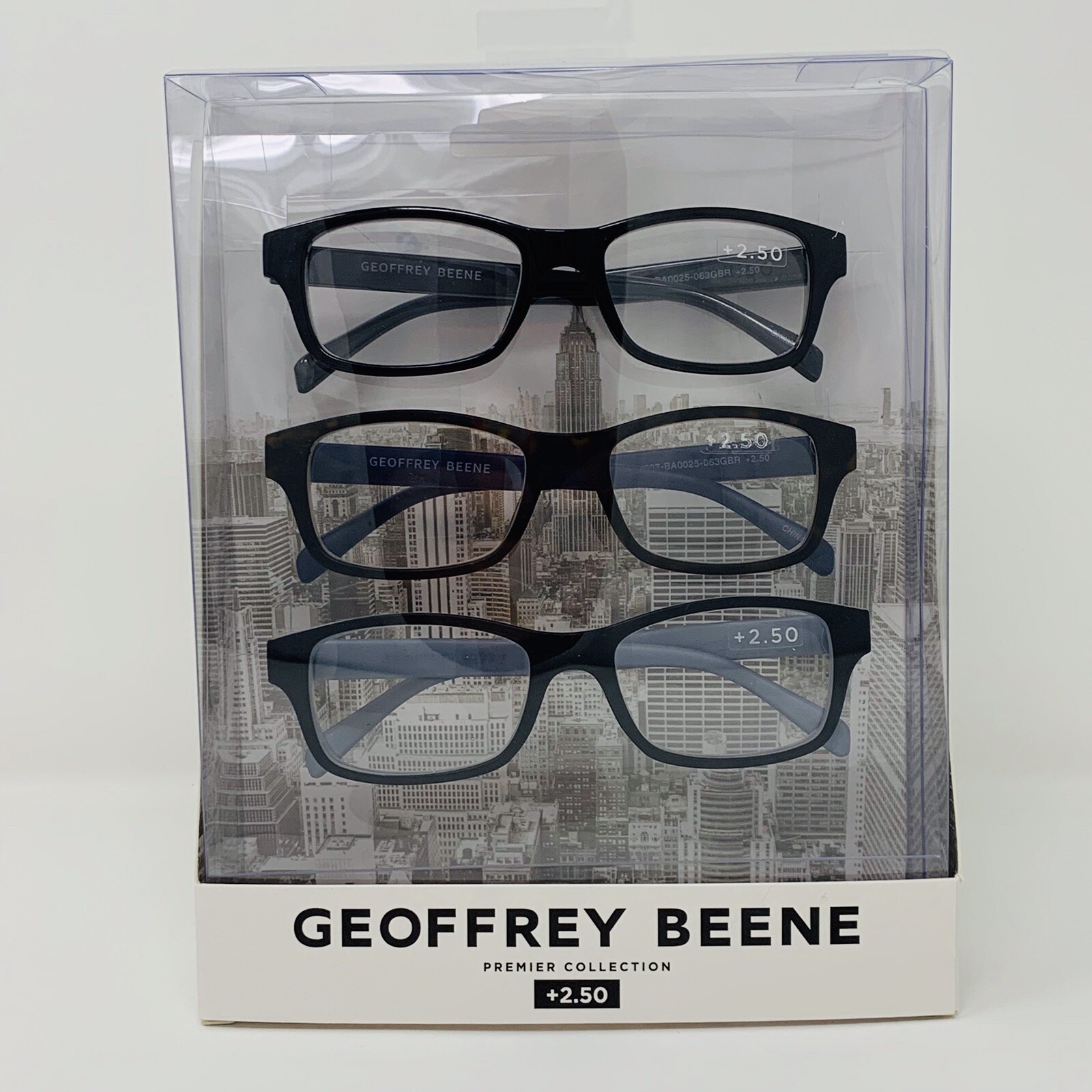 Geoffrey Beene Reading Glasses 3 Pack Reader | Unisex Men Women +2.50