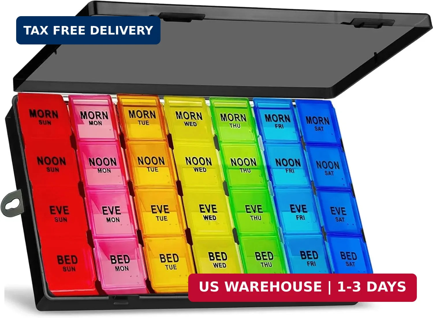 Weekly Pill Organizer 4 Times a Day, 7-Day Pill Boxes, Monthly Medication Organi