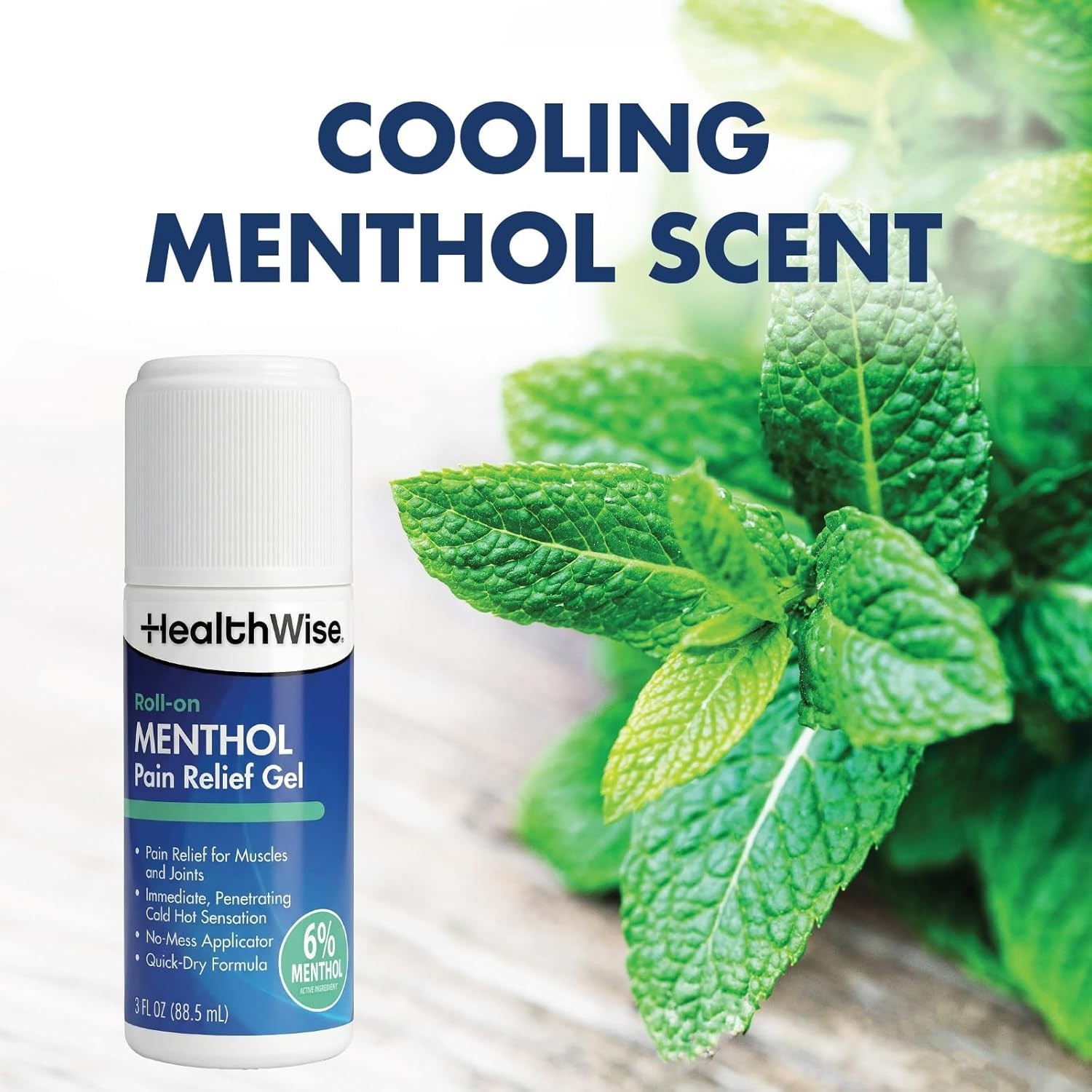 Instant Relief Menthol Roll-On Gel – Cold-Hot Sensation 3 oz. for Discomfort