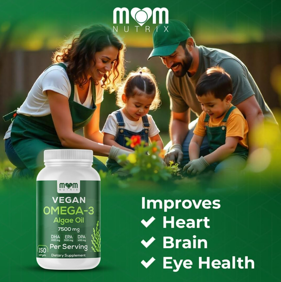 Vegan Omega 3 Algae Oil DHA EPA DPA Supplement Organic Non GMO 150 Softgels 150c