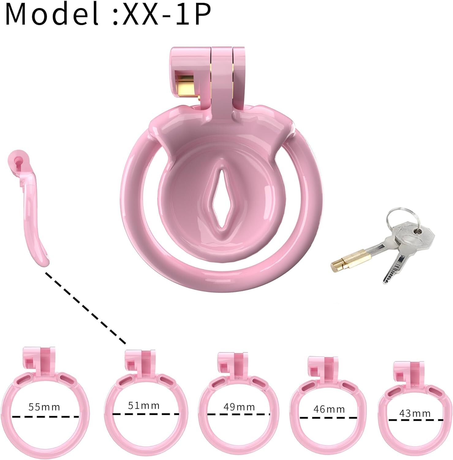 Male Click & Lock ABS Pink Chastity Cage Sissy Cage Lock Realistic Chastity Cage
