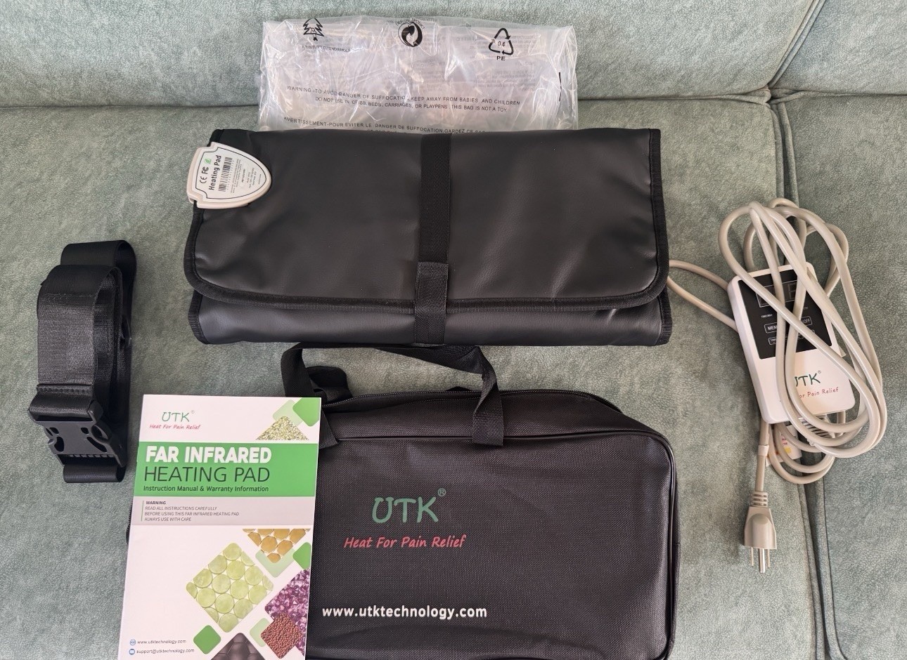 UTK Far Infrared Jade Heating Pad for Back Pain Relief FSA HSA Eligible 23.5″x16