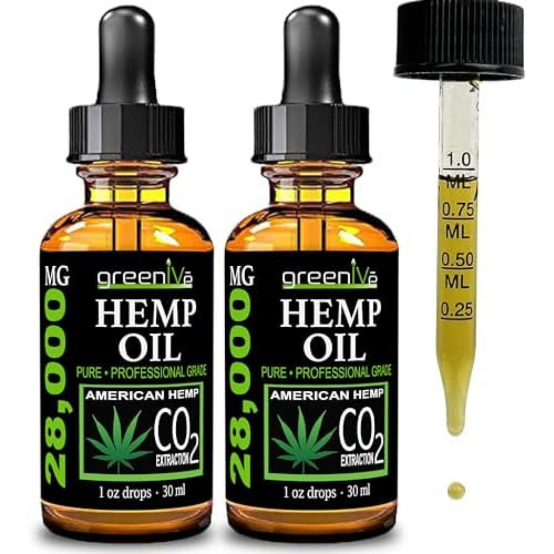 2 Pack Best Hemp Oil Drops for Pain Relief Stress Sleep PURE ORGANIC 28,000mg Ve