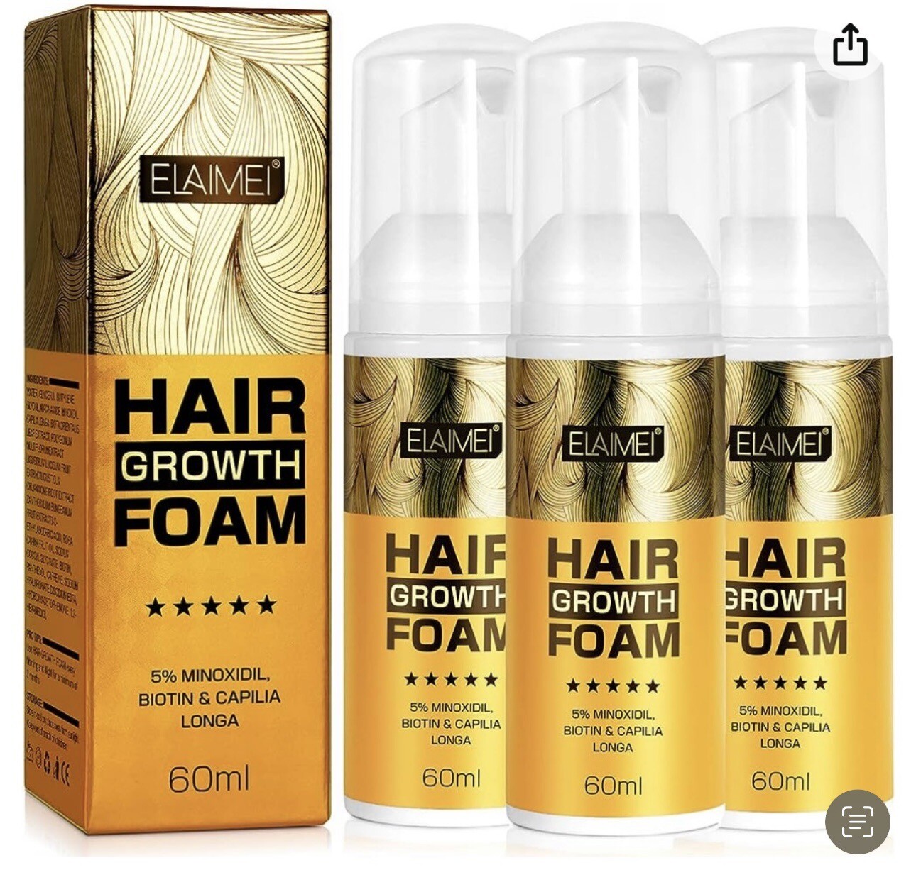 3x Men’s Hair Regrowth Treatment For Bald Spot & Hair Loss (3 Month Supply)
