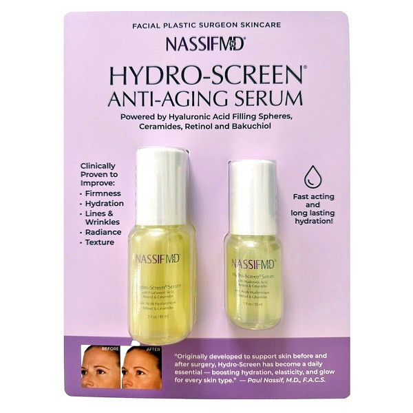NEW NASSIF MD HYDRO-SCREEN ANTI-AGING SERUM -2 BOTTLES ( 2 Oz and 1.0 Oz.)