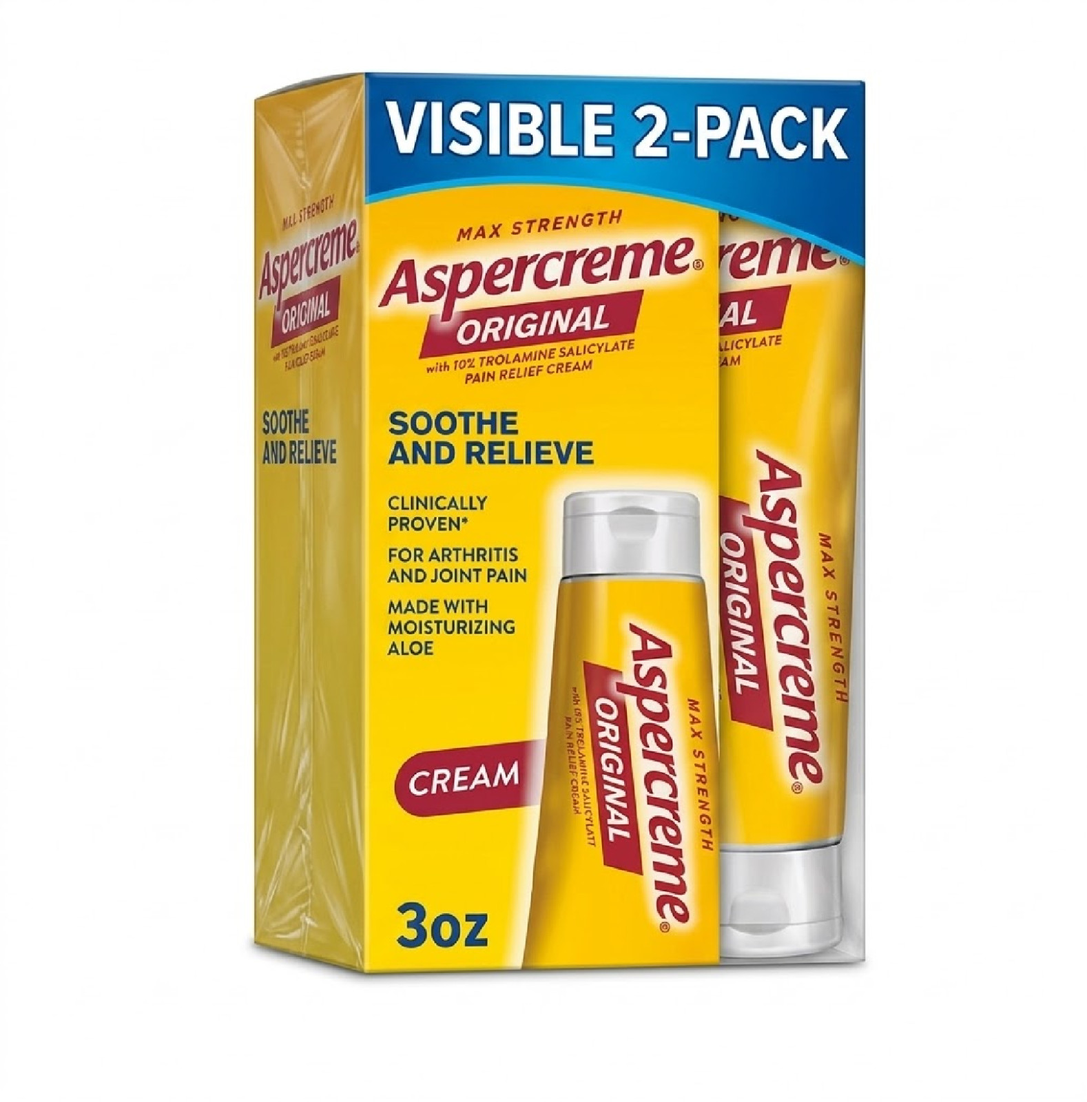 2 Pack Aspercreme Maximum Strength Pain Relief Cream With Aloe 3oz FREE SHIPPING