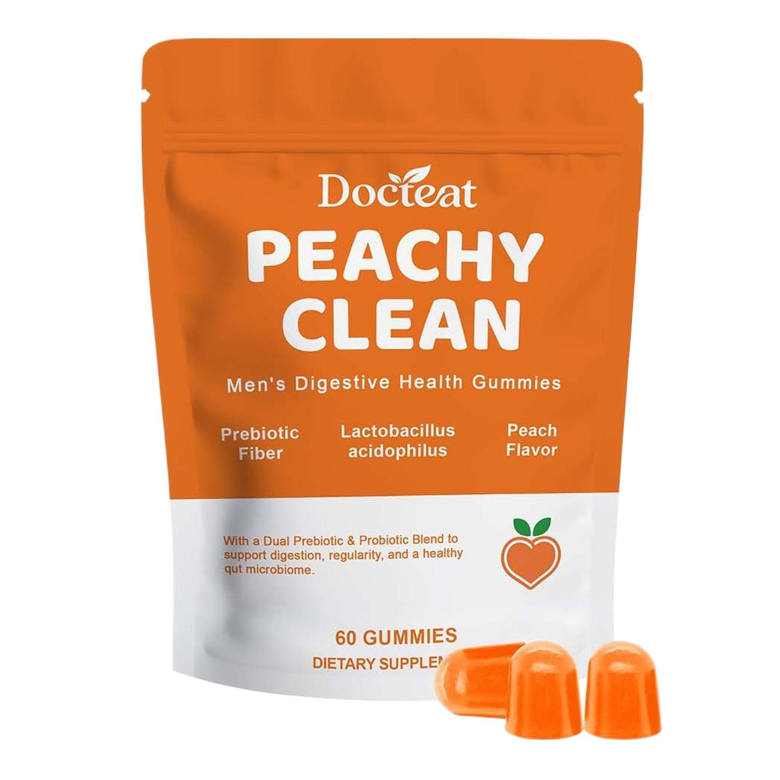 Peachy Clean Prebiotic Fiber Gummy, Clean Fiber Gummies for Men