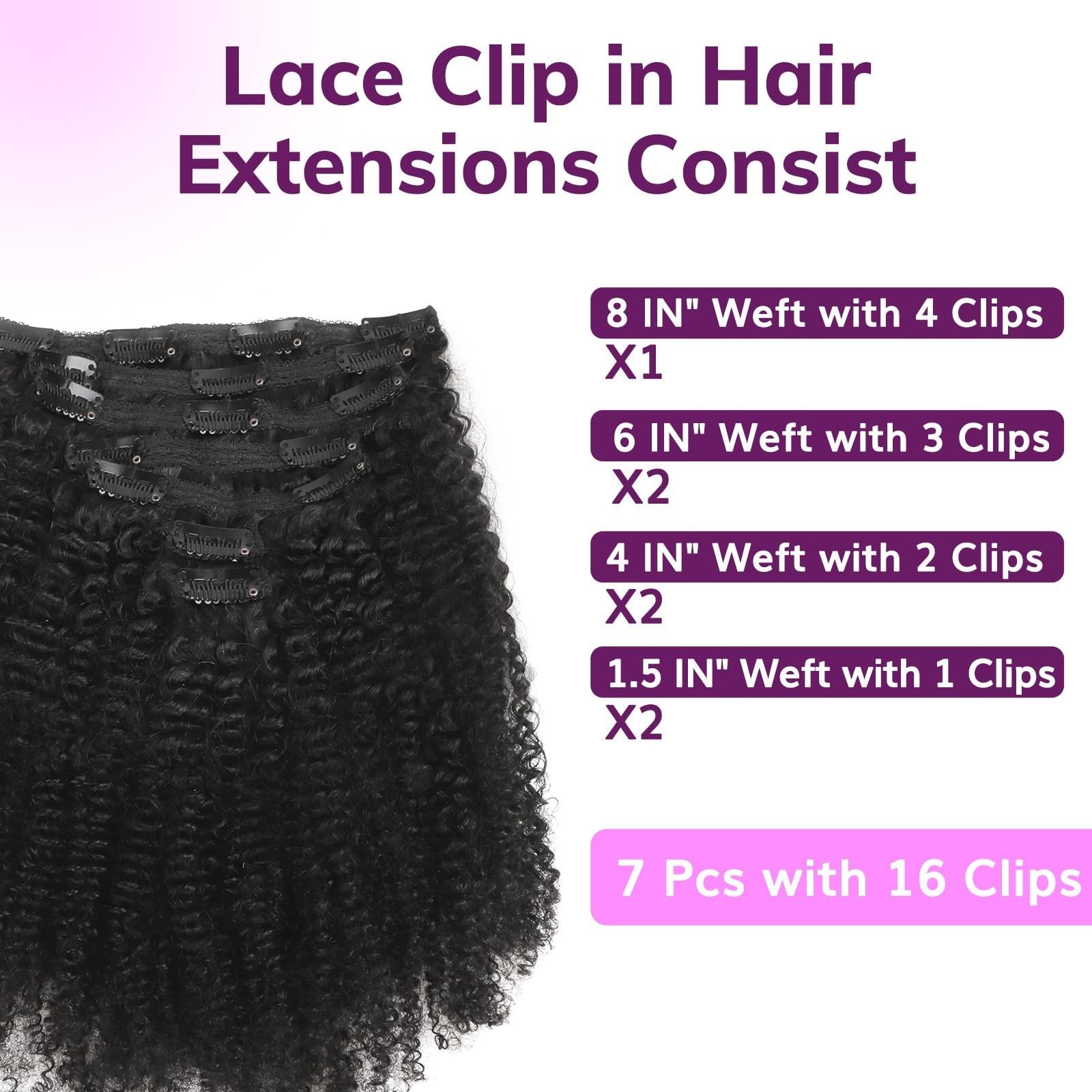 Idn Beauty Clip In Hair Extensions Real Human Hair Afro Kinky Curly 120G