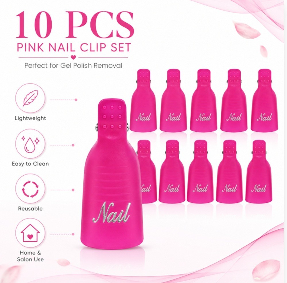 10 Pack Gel Nail Polish Soak Off Clips Manicure Pedicure Wrap Holders
