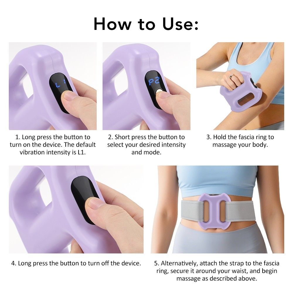 Electric Vibration Fascia Massager Charging Fascia Ring Portable Waist Massager
