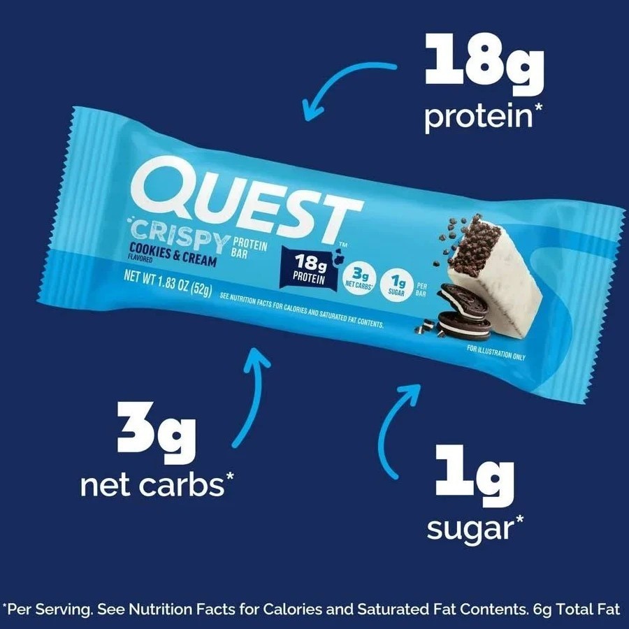 Quest Crispy Protein Bar Cookies & Cream Flavor 1.83oz 4 Bar in a Box