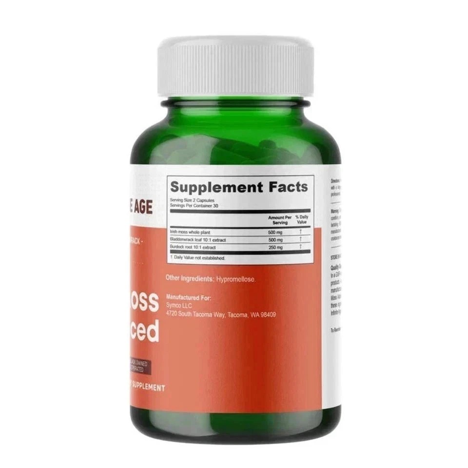 1-5x INFINITE AGE 1250mg Sea Moss Advanced Superfood, High-Potency, Vegan 60 Ct
