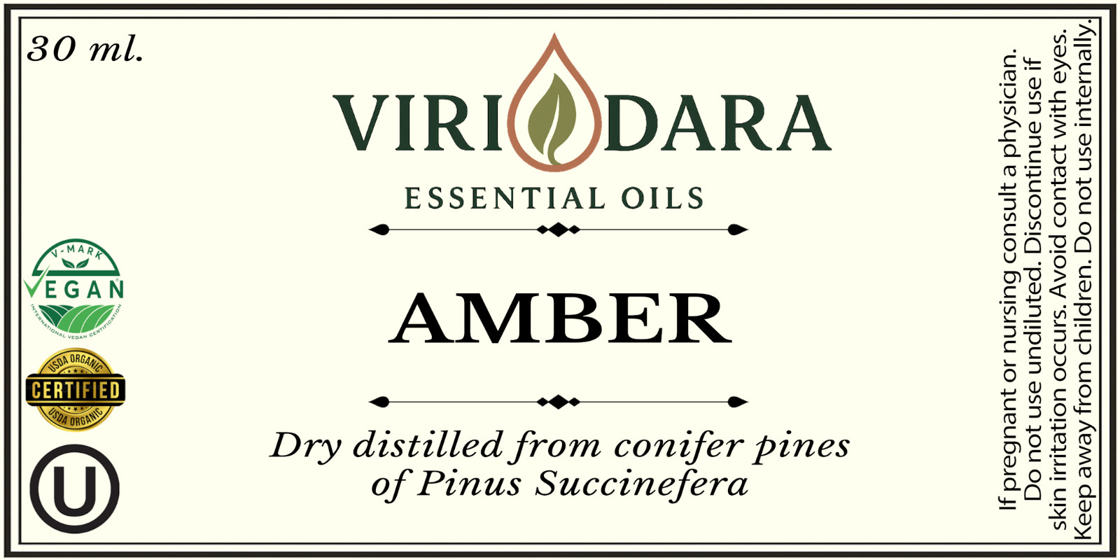 Organic Amber Essential Oil – 100% Pure & Natural – Free Shipping