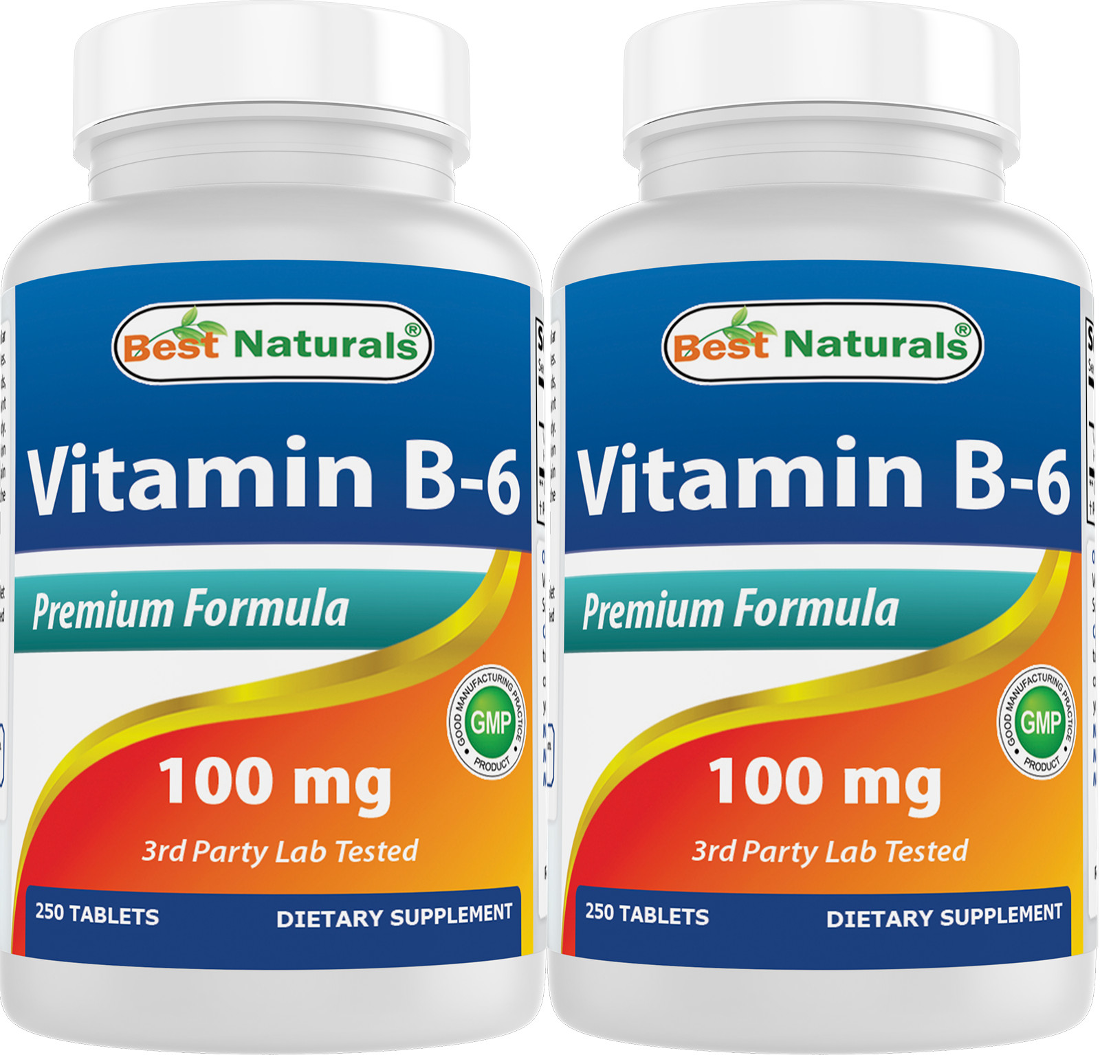 2 Pack Best Naturals Vitamin B-6 100 mg 250 Tablets