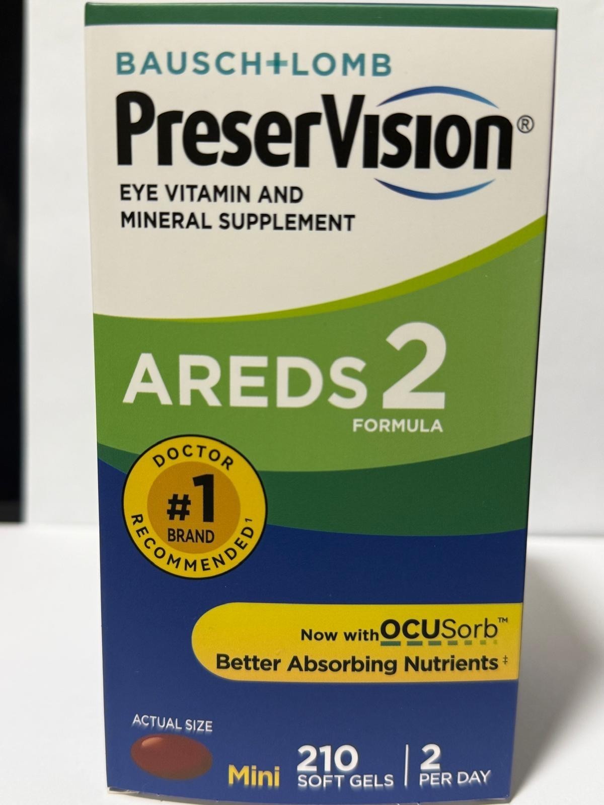 PreserVision AREDS 2 Eye Vitamin & Mineral Supplement 210 mini soft gel 7/2028