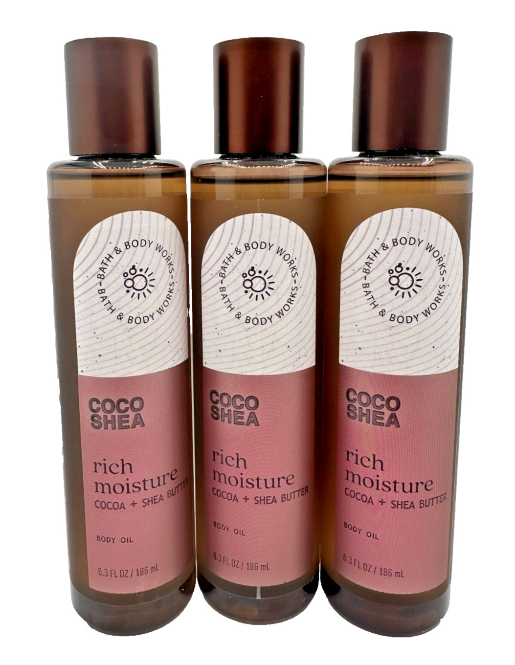 NEW Bath Body Works Lot of 3 Bottles Coco Shea Rich Moisture Body Oil Splash 6.3