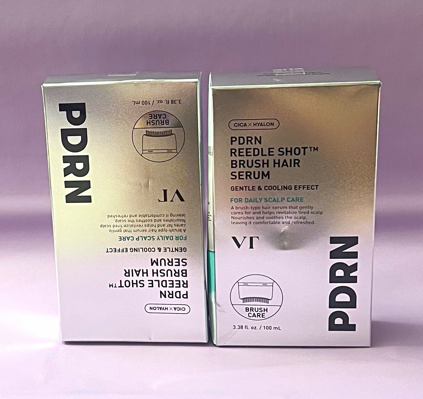 2 pc of VT PDRN Reedle Shot Brush Hair Serum Brush Care Gentle Cooling 3.38 oz
