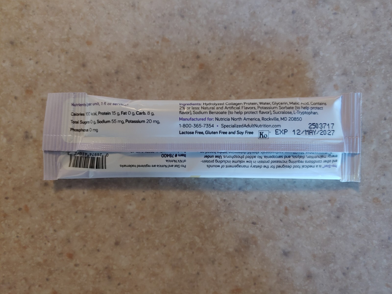 28 Packets Nutricia Pro-Stat Concentrated Liquid Protein Vanilla @1 fl oz Pouch