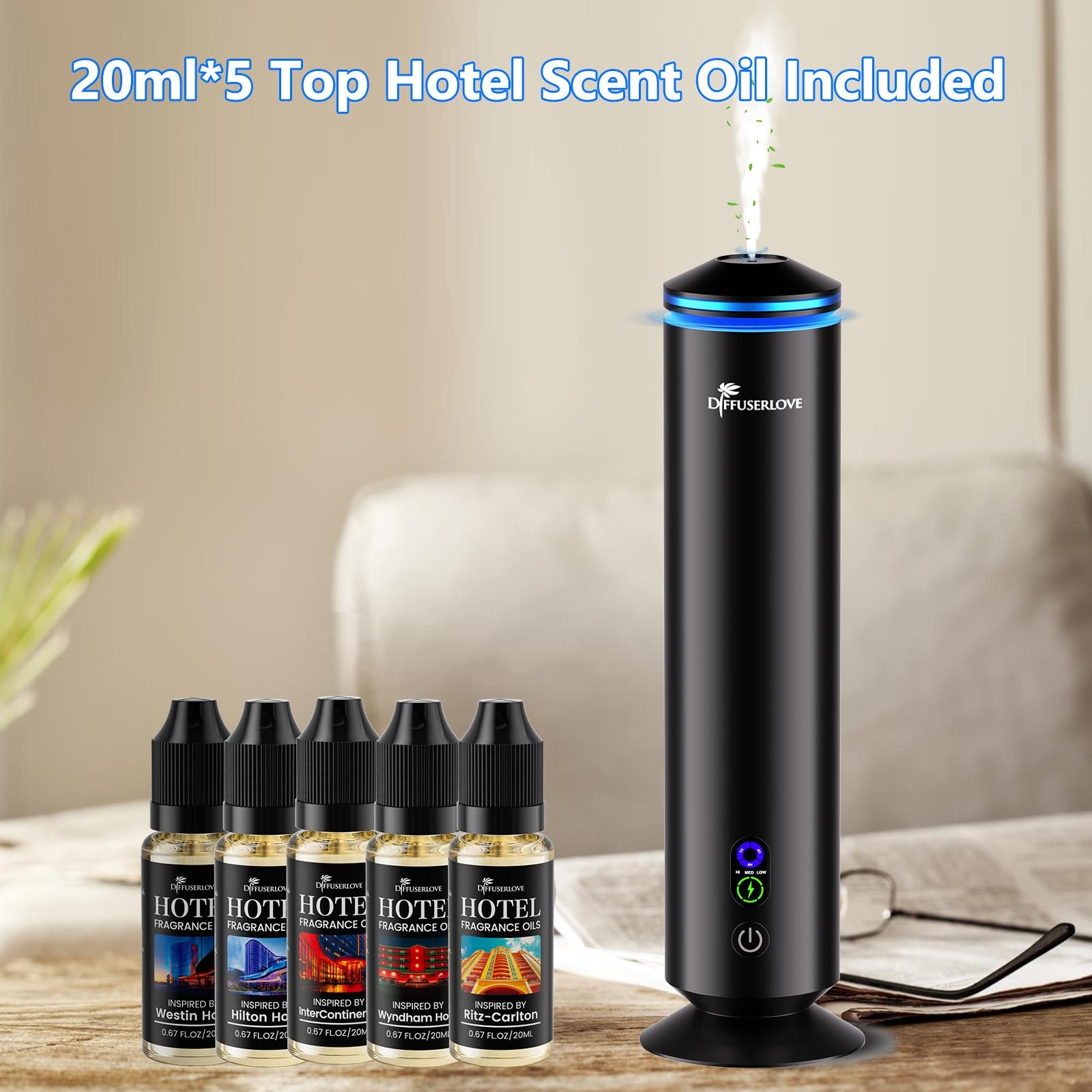 Diffuserlove Full Metal Body Waterless Scent Diffuser 5 Hotel Scent Oils Hotel