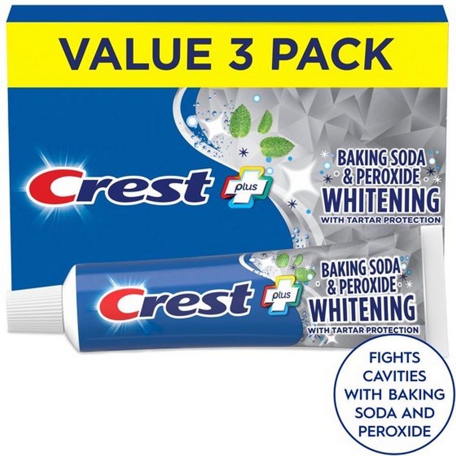 Crest Plus Baking Soda & Peroxide Teeth Whitening Toothpaste,Mint, 5.7 oz,3 Pack