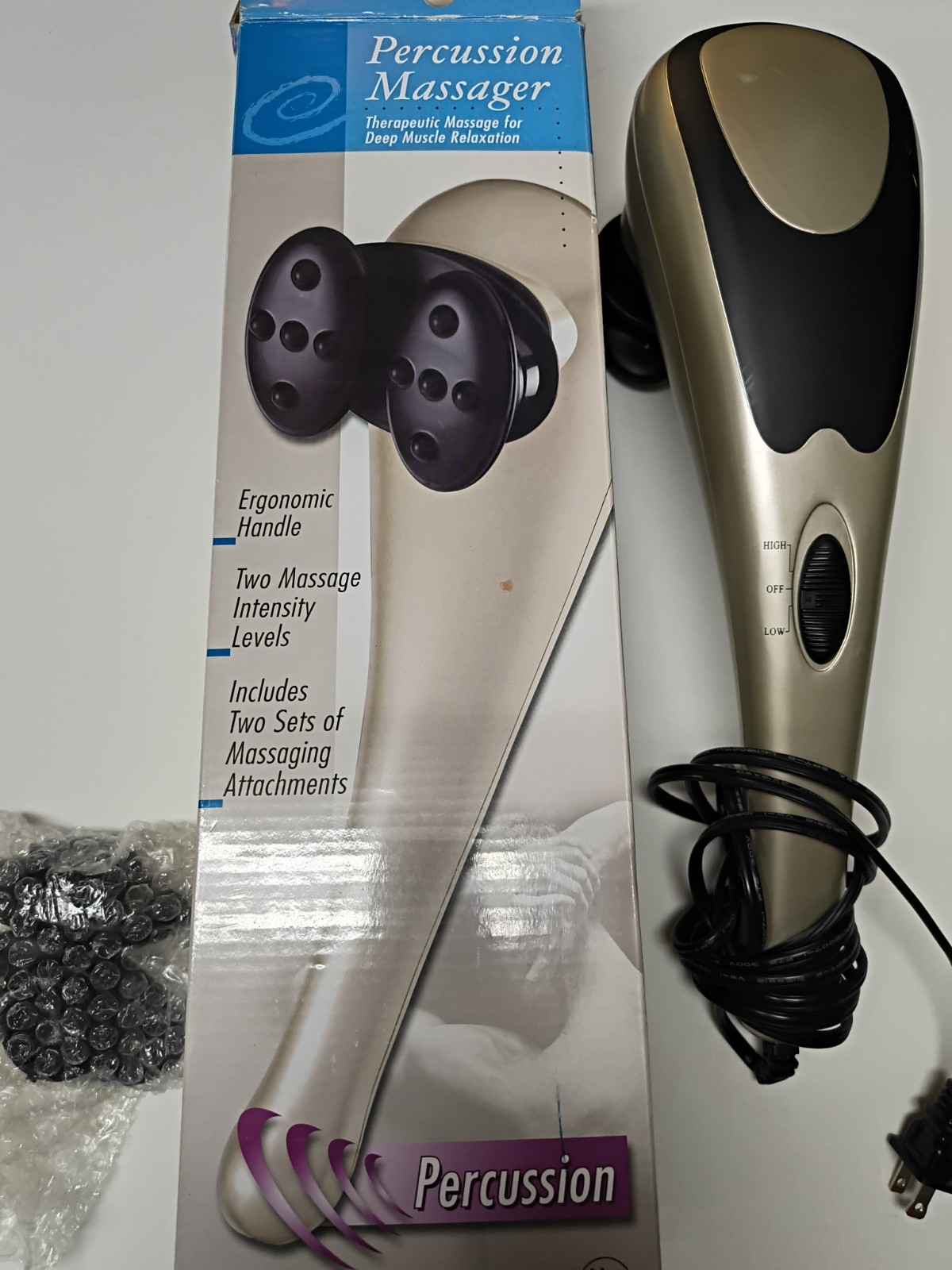 Percussion Massager, Deep Muscle & therapeutic Relaxation 2 attachments H-1196-0