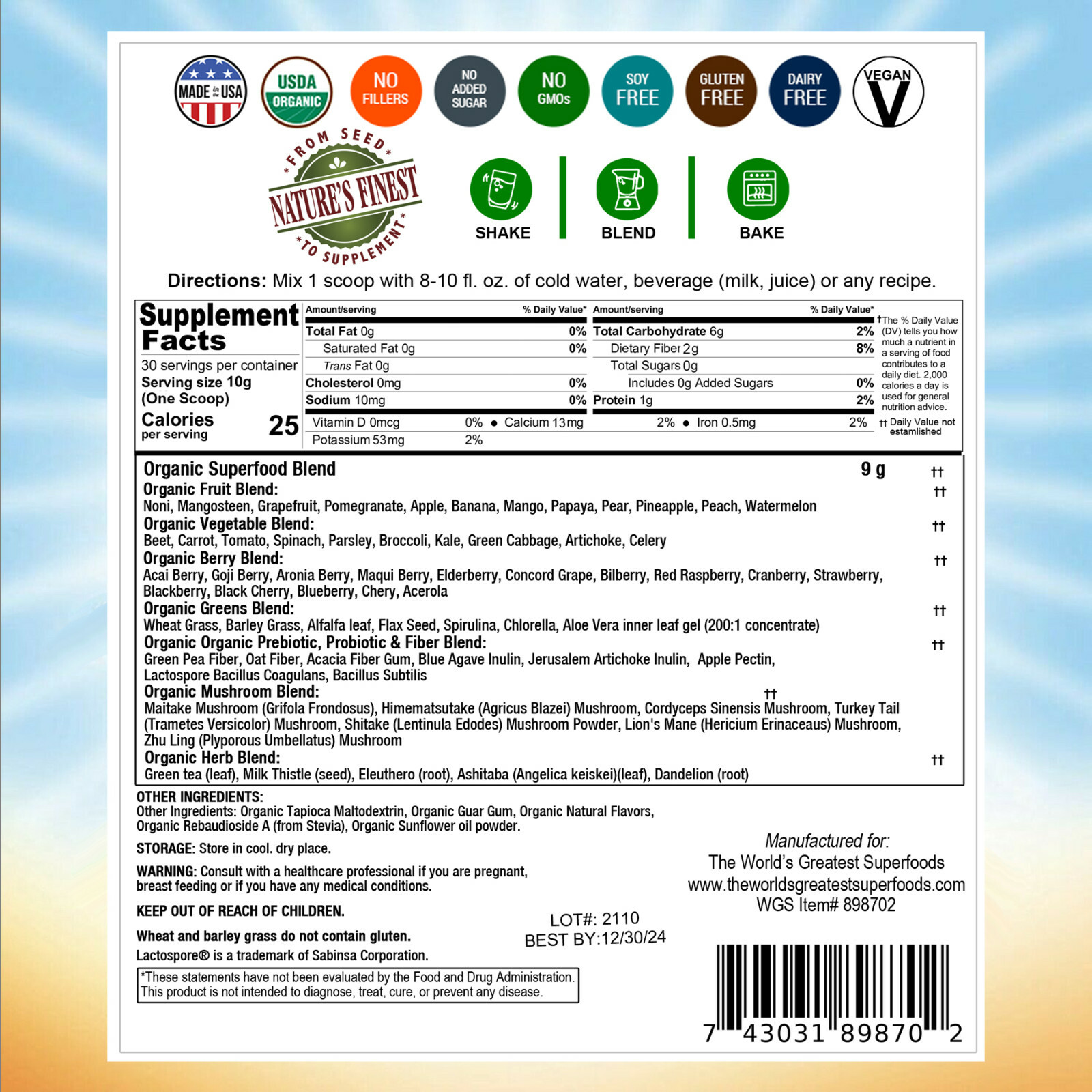 The World’s Greatest Superfoods Grown With American & Exotic Superfood 30 Serv