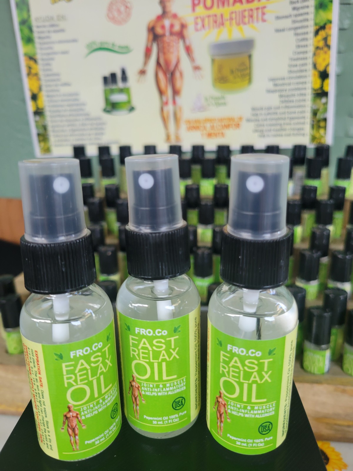 (3) 30ml Spray Bottles Peppermint Fast Relax Oil Pain Relief Articular Muscular