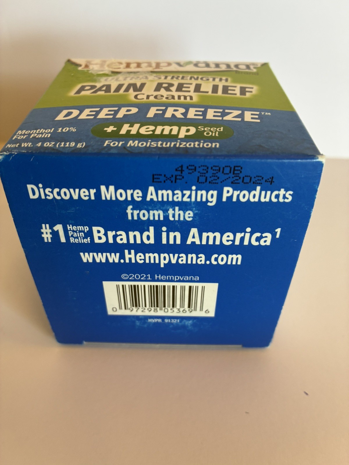 Hempvana Ultra Strength Pain Relief Cream DEEP FREEZE 4 oz Exp 2/24