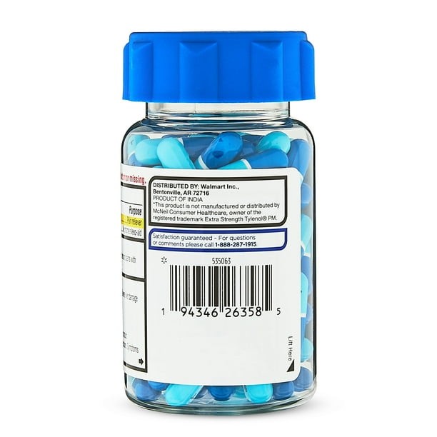 Equate Extra Strength Pain Reliever PM, Acetaminophen 500 mg & Diphenhydramine