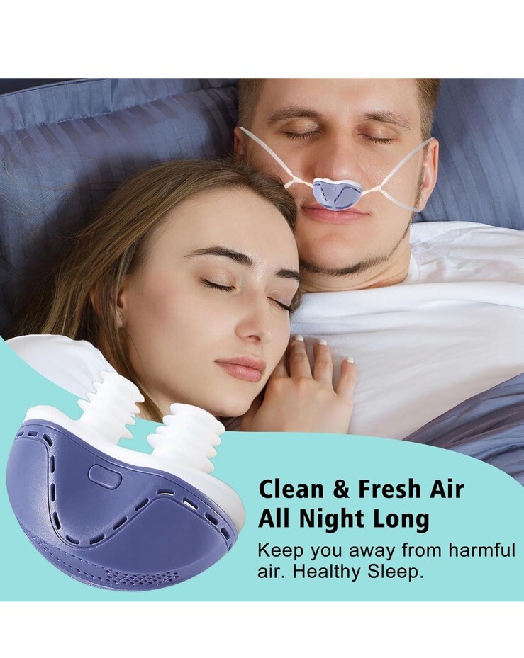 ABS Electric Stop Snoring Device Depth Sleep Anti Snore Silicone Correction Blue