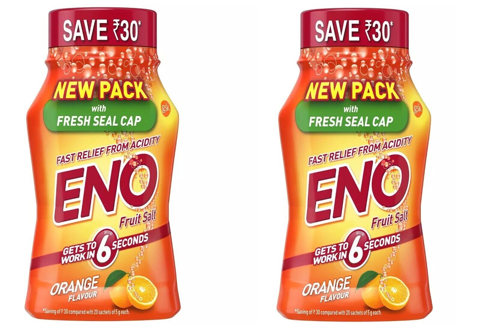 2 X 100g Eno Powder Orange powder fast-relief action stomach discomfor acidity