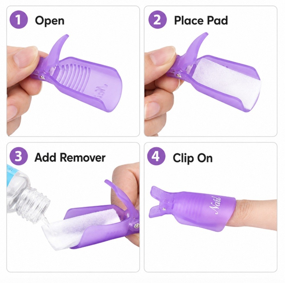 10 Pack Gel Nail Polish Soak Off Clips Manicure Pedicure Wrap Holders