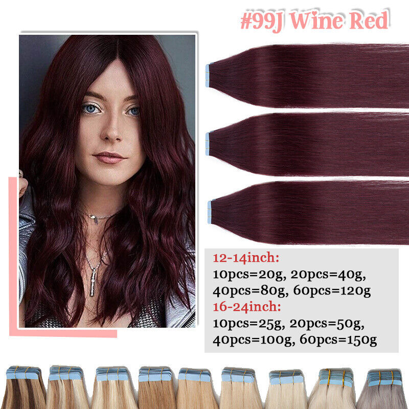Thick-Glue Skin Weft Tape In 100% Remy Human Hair Extensions 40PCS 100G Blonde