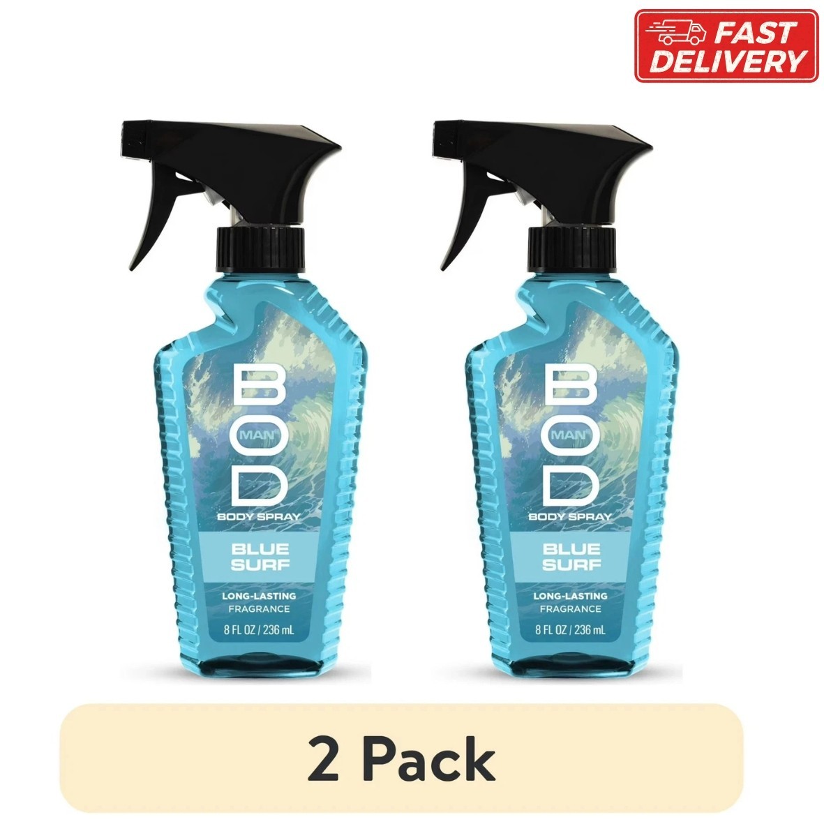 Bod Man Blue Surf Fragrance Body Spray, 8 fl oz 2 pack