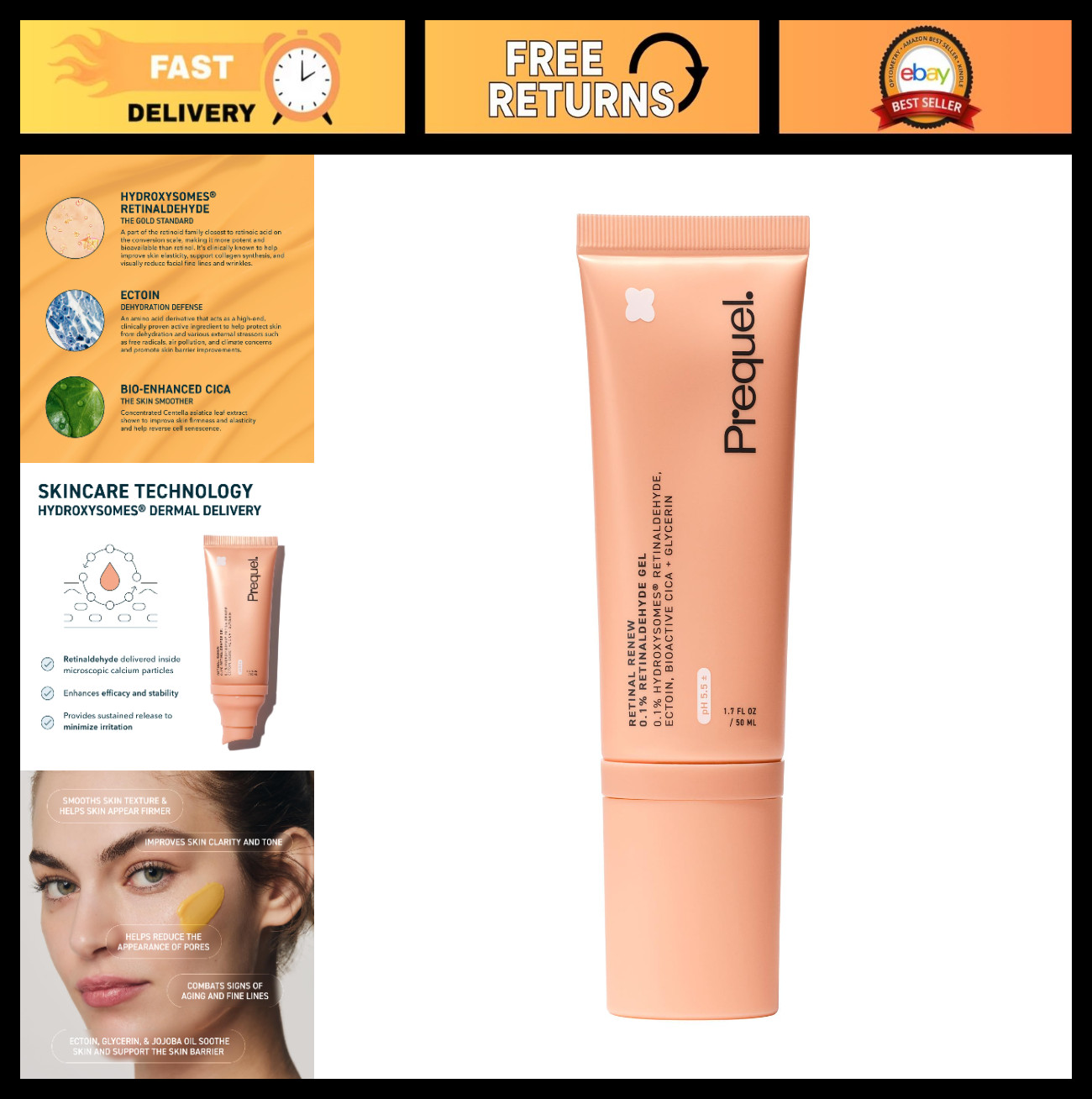 Retinaldehyde Gel 0.1% with Ectoin, Cica & Jojoba Oil – Smooths Texture, Firms S