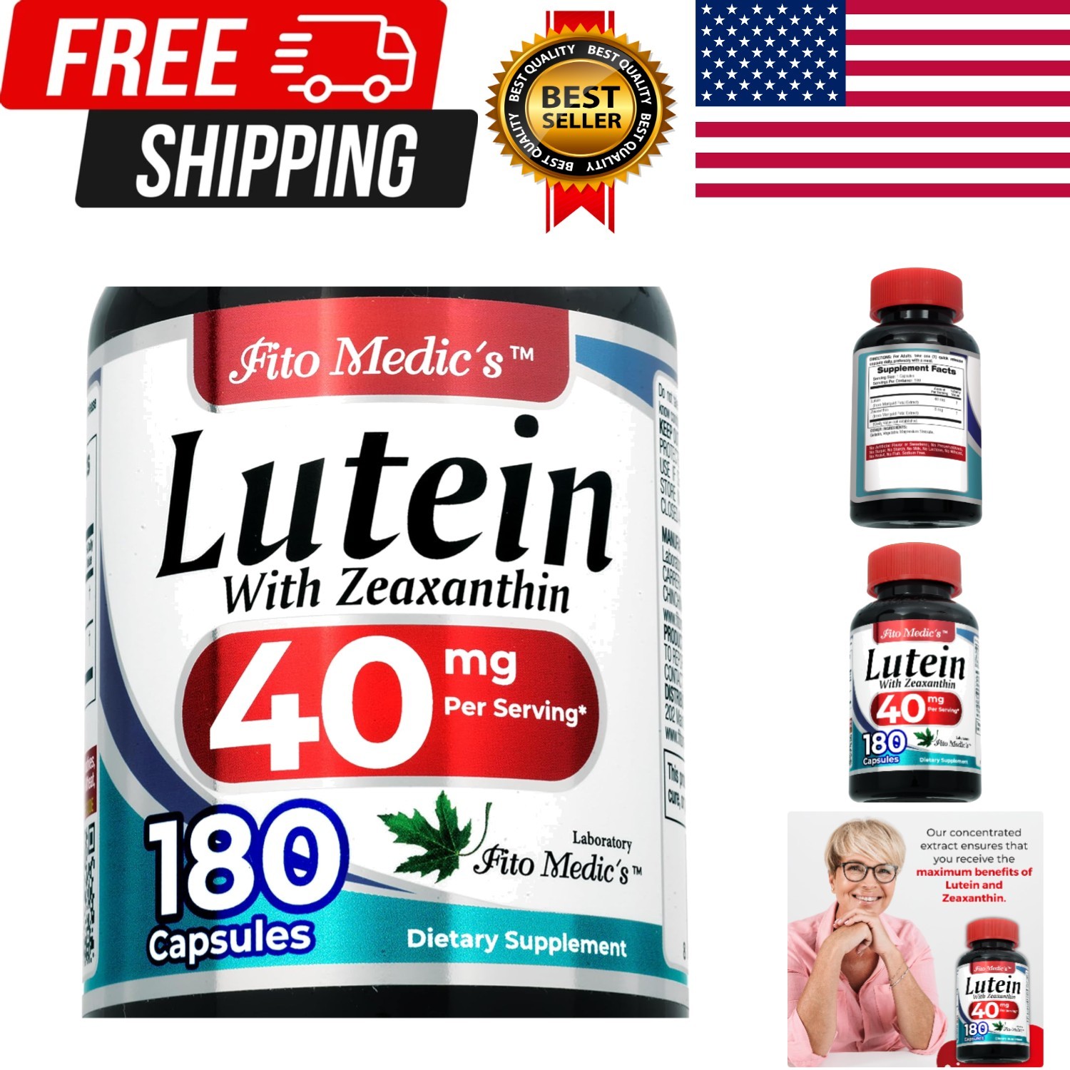 Lab | Lutein |180 Capsules |40 Mg| Lutein 40Mg | Lutein and Zeaxanthin Supplemen