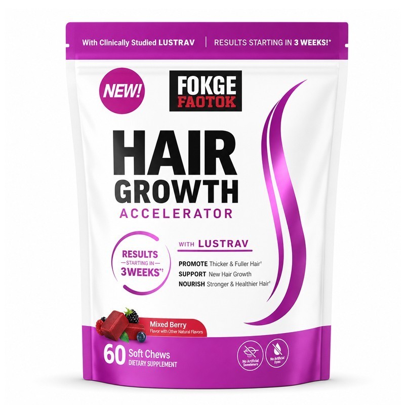 Hair Growth Accelerator Lustrav Soft Chews Mixed Berry 60 Count