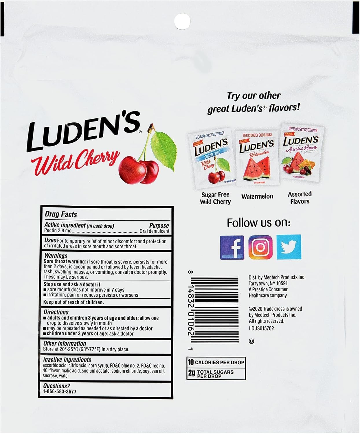 Ludens Throat Drops, Wild Cherry, 90 Drops 90 Count (Pack of 1) Cough Drops