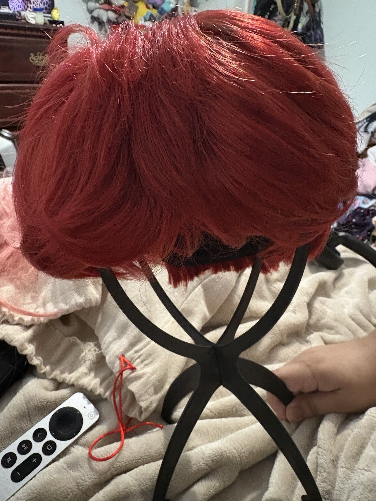 Red Wig Hairpiece, Bob Style with Straight Texture, Red Hair Color Shade