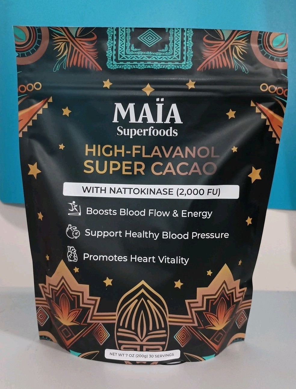 MAIA High-Flavanol Super Cacao with NATTOKINASE 7oz 30 servings