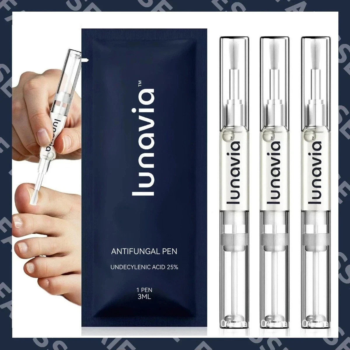 Lunavia Antifungal Pen – 25% Undecylenic Acid, 3-Pack Toenail Fungus Treatment